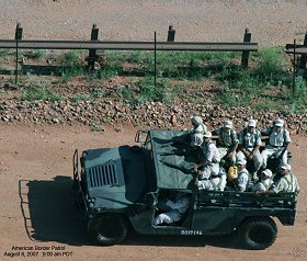 Armed Mexican Soldiers on Border near Naco Arizona 8-8-2007