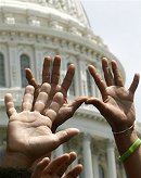 Hands in Front of US Capital