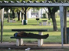 Illegal Alien Sleeping on Park Bench in McAllen, TX