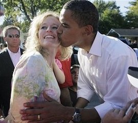 Obama Kisses White Girl