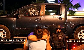 Truck Shot Up in Sinaloa, Mexico